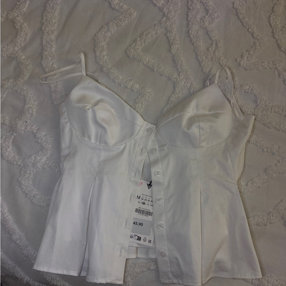 White Button-Up Bustier Top NWT - image 1